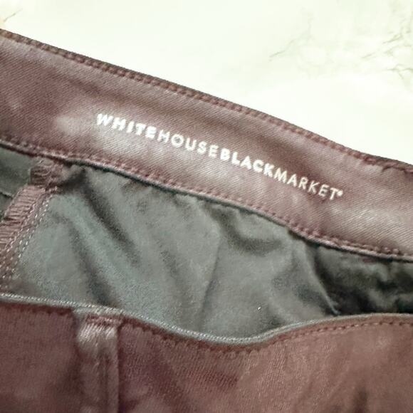WHBM Curvy High Rise Burgundy Coated Skinny Pants‎ Jeans Women’s Size 12 - Picture 8 of 14